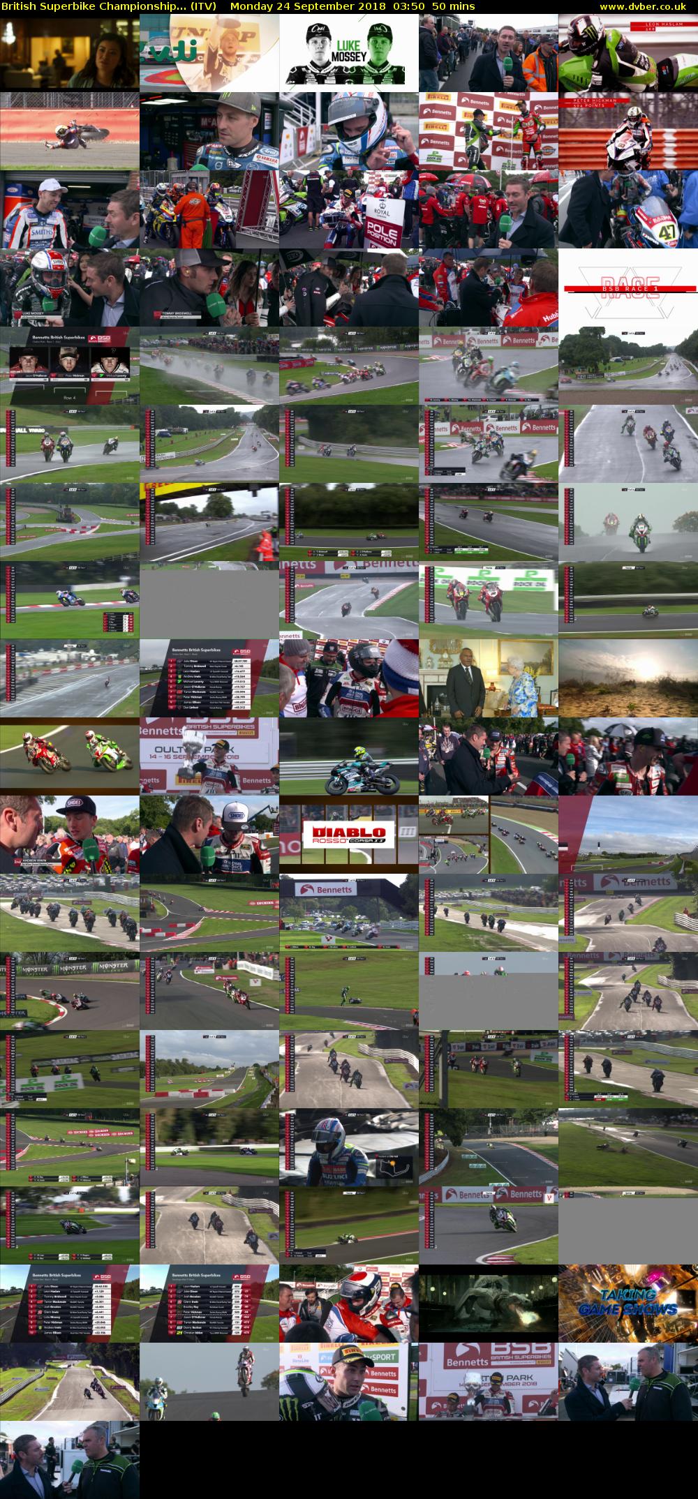 British Superbike Championship... (ITV) Monday 24 September 2018 03:50 - 04:40