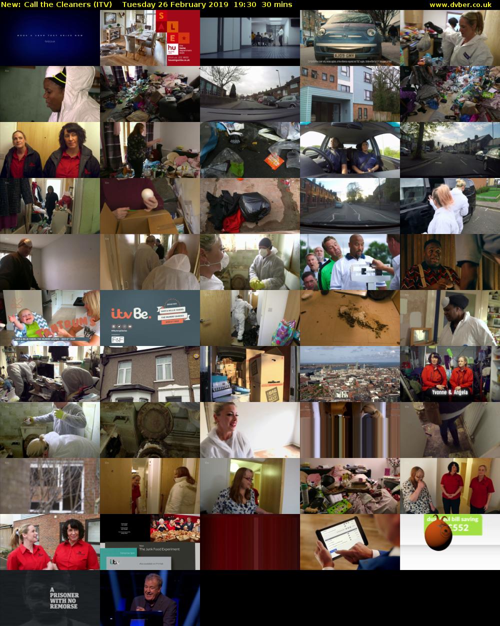 Call the Cleaners (ITV) Tuesday 26 February 2019 19:30 - 20:00