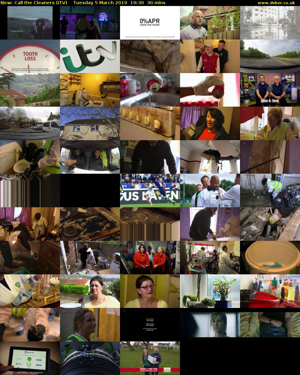 Call the Cleaners (ITV) Tuesday 5 March 2019 19:30 - 20:00
