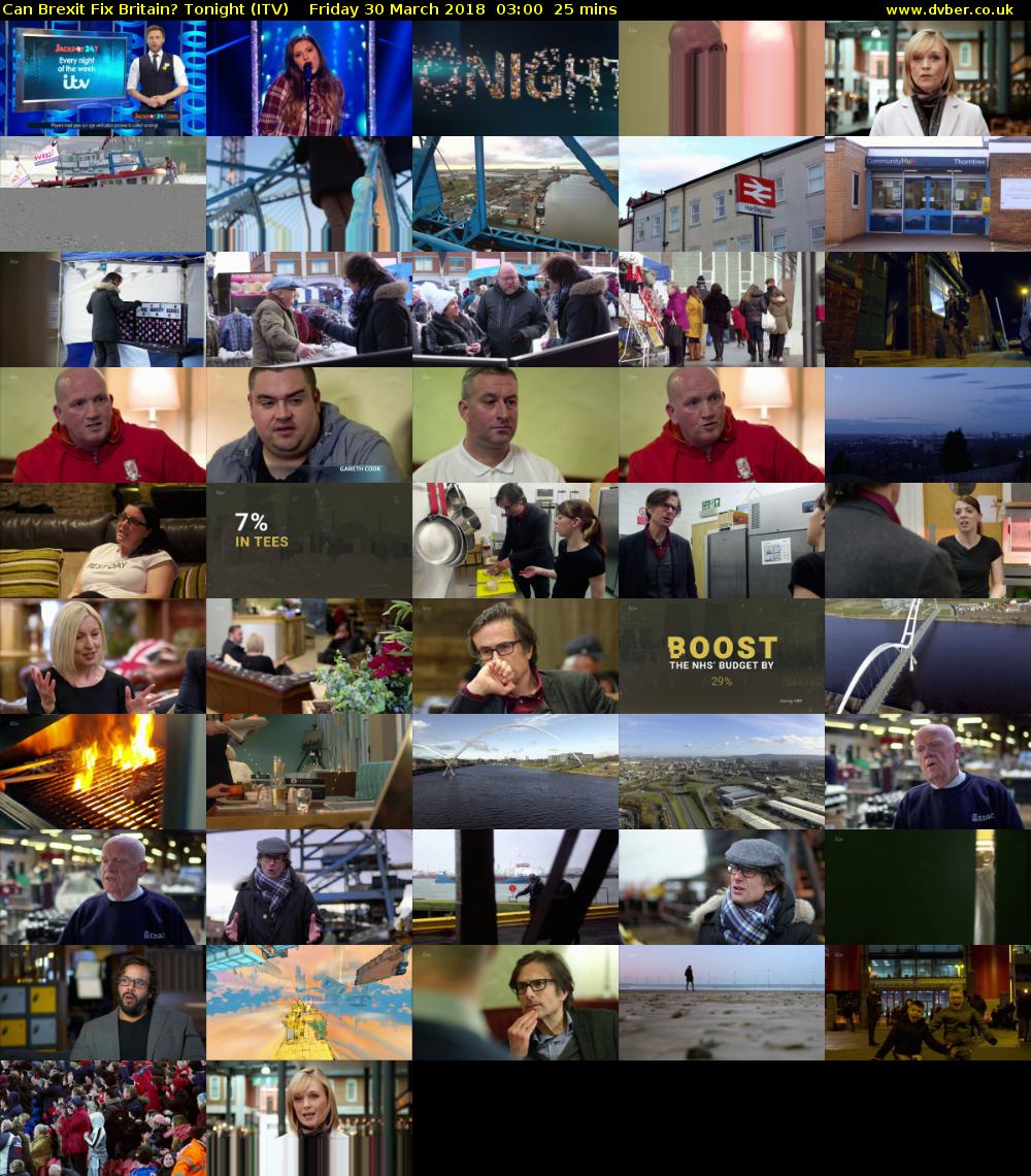 Can Brexit Fix Britain? Tonight (ITV) Friday 30 March 2018 03:00 - 03:25