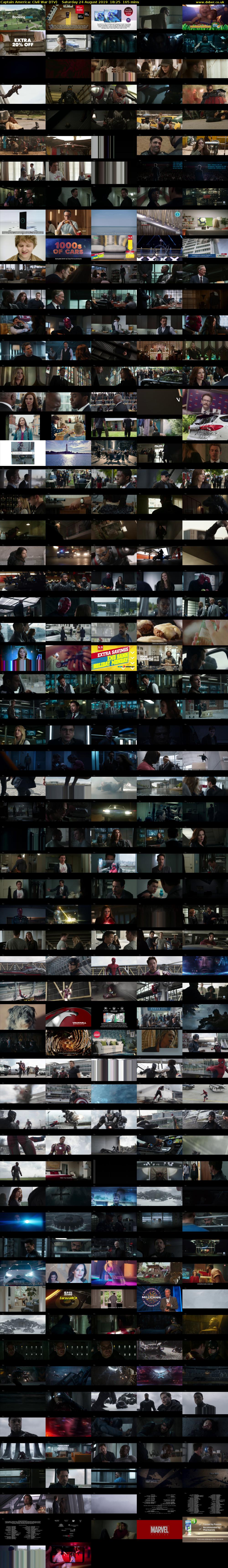 Captain America: Civil War (ITV) Saturday 24 August 2019 18:25 - 21:10