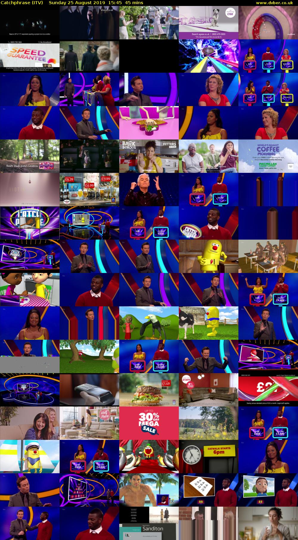 Catchphrase (ITV) Sunday 25 August 2019 15:45 - 16:30