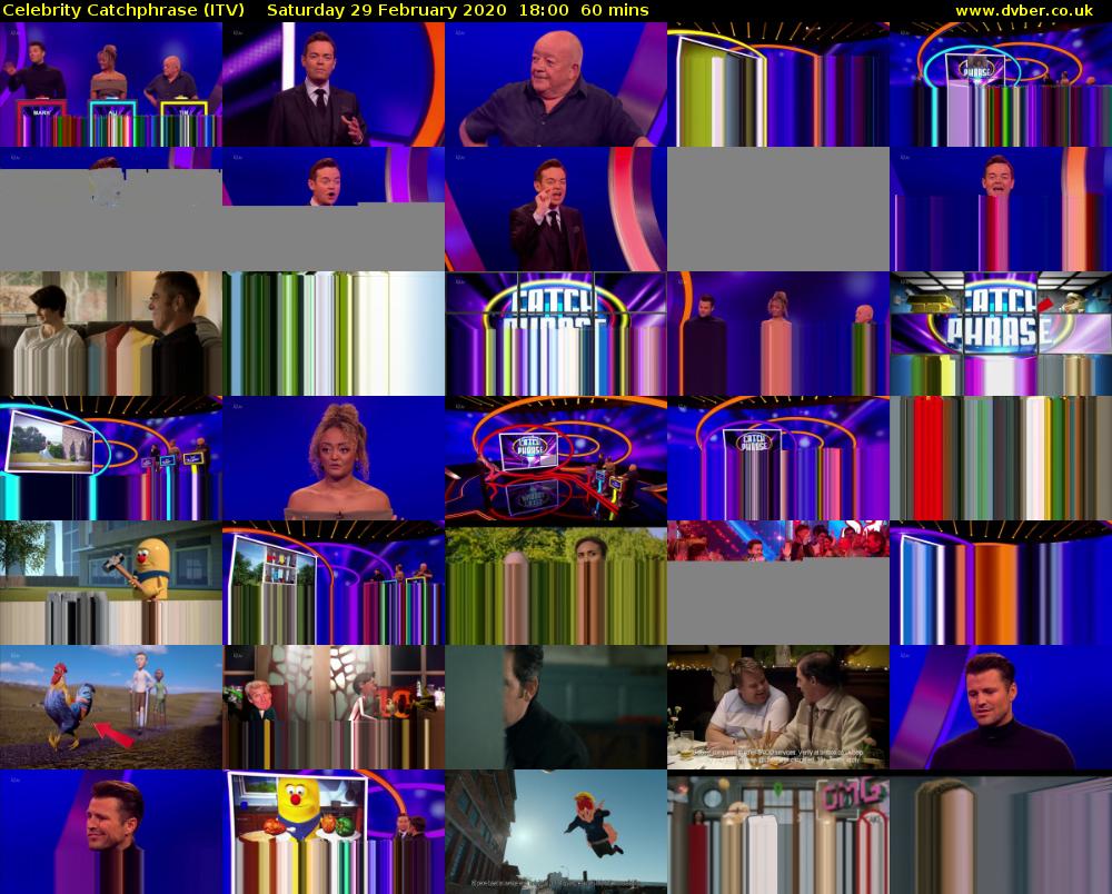 Celebrity Catchphrase (ITV) Saturday 29 February 2020 18:00 - 19:00