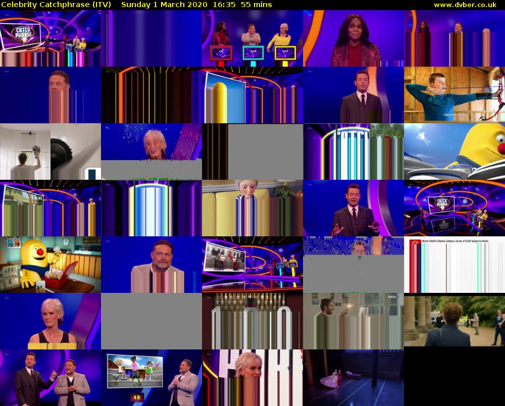 Celebrity Catchphrase (ITV) Sunday 1 March 2020 16:35 - 17:30