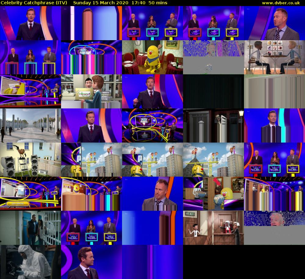 Celebrity Catchphrase (ITV) Sunday 15 March 2020 17:40 - 18:30
