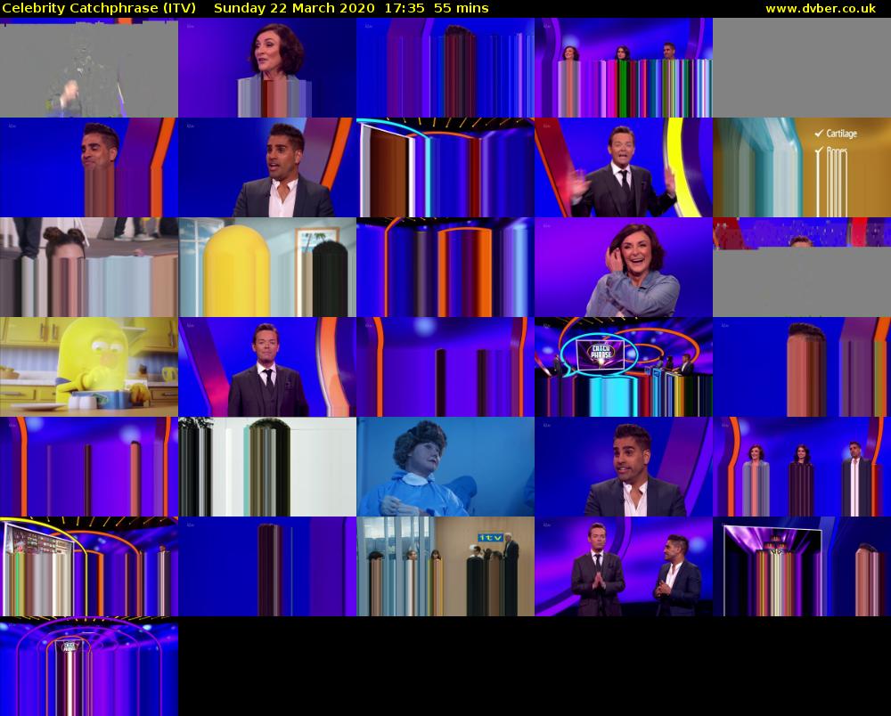 Celebrity Catchphrase (ITV) Sunday 22 March 2020 17:35 - 18:30