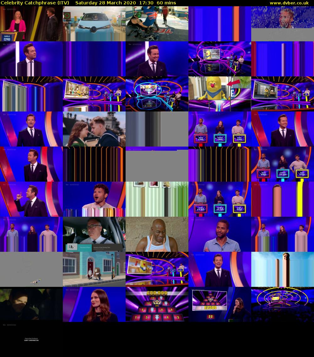 Celebrity Catchphrase (ITV) Saturday 28 March 2020 17:30 - 18:30