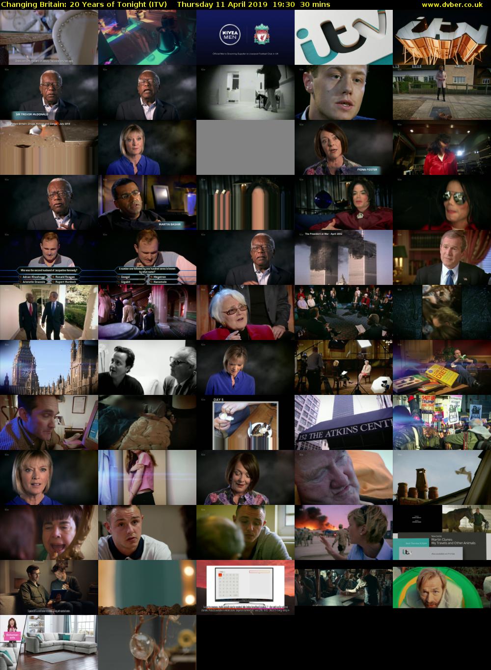 Changing Britain: 20 Years of Tonight (ITV) Thursday 11 April 2019 19:30 - 20:00
