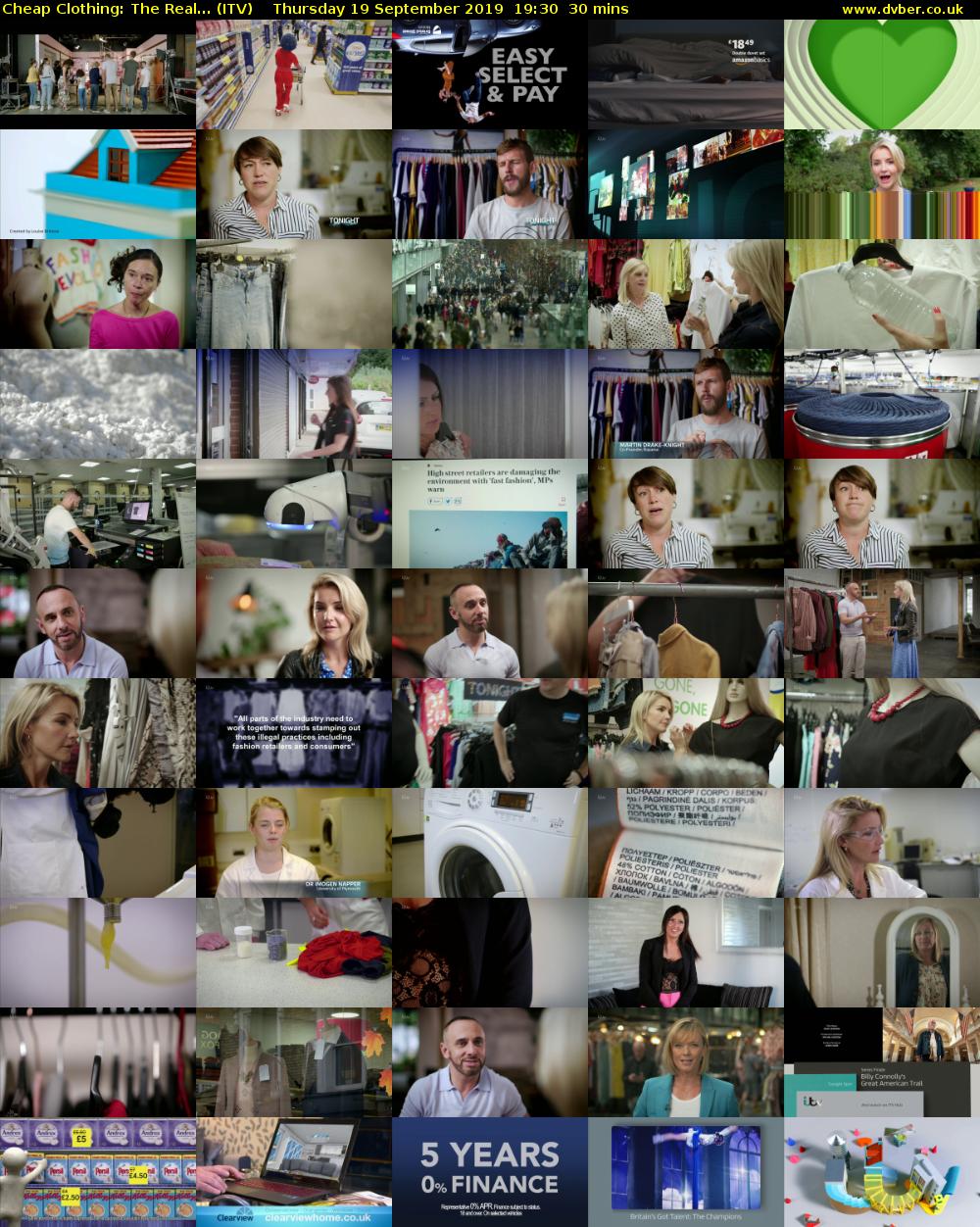 Cheap Clothing: The Real... (ITV) Thursday 19 September 2019 19:30 - 20:00