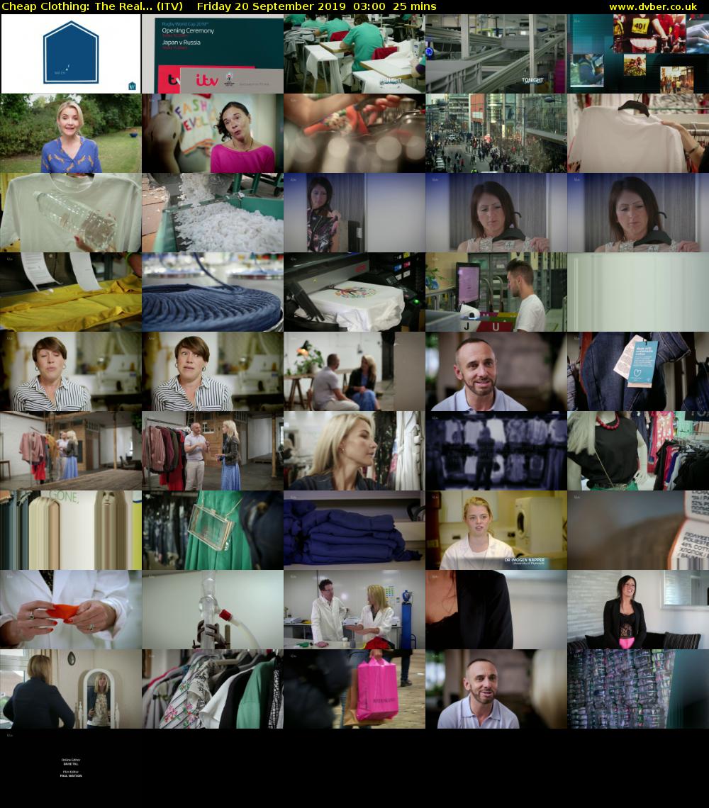 Cheap Clothing: The Real... (ITV) Friday 20 September 2019 03:00 - 03:25