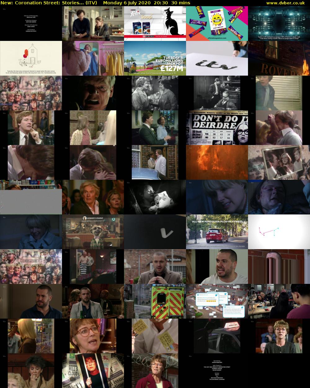 Coronation Street: Stories... (ITV) Monday 6 July 2020 20:30 - 21:00