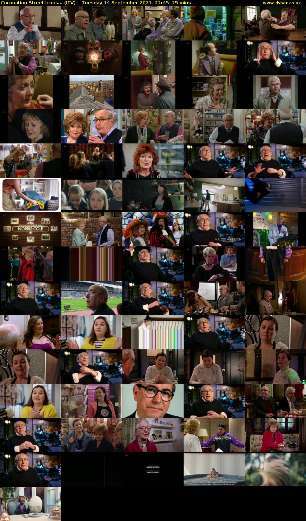 Coronation Street Icons... (ITV) Tuesday 14 September 2021 22:45 - 23:10