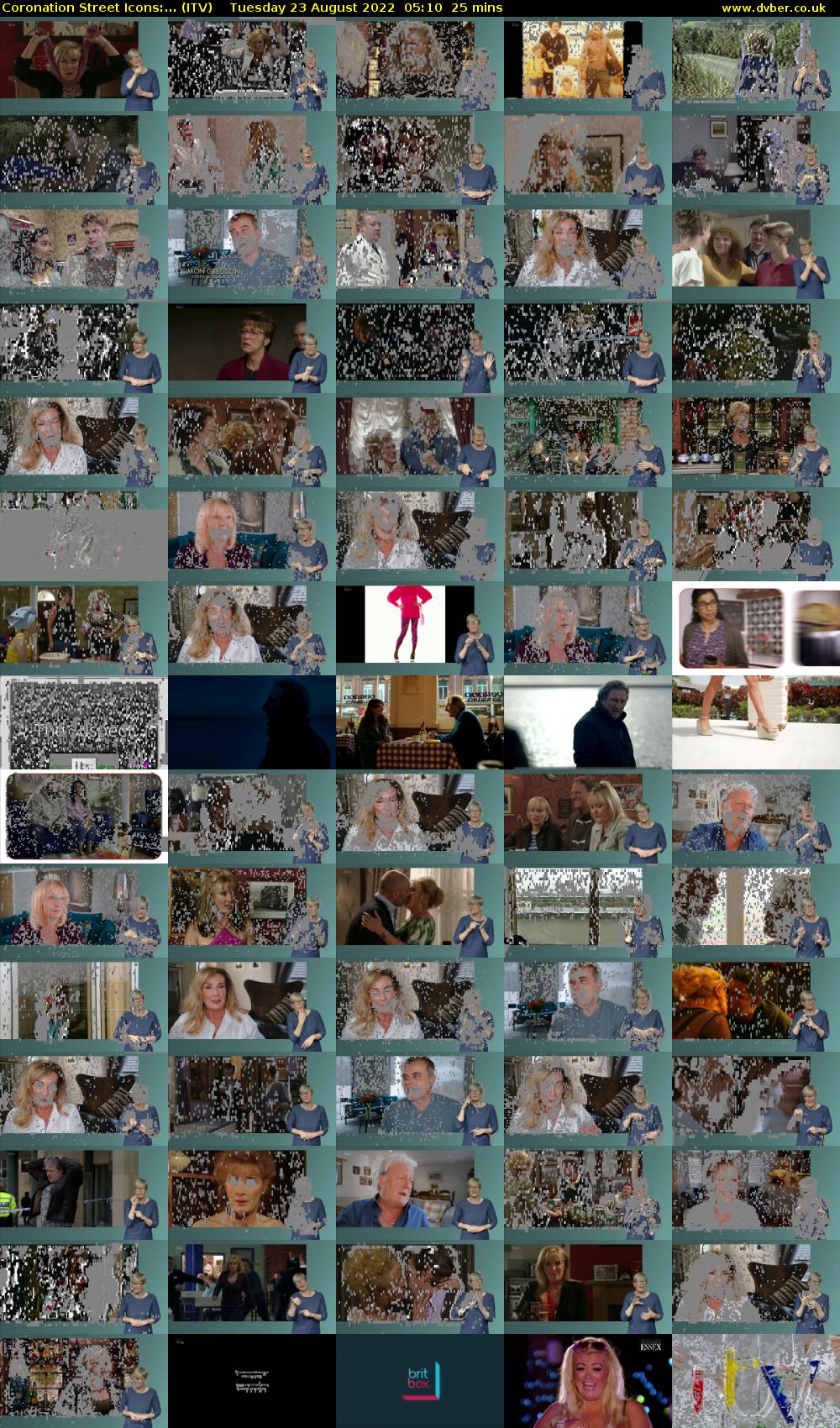 Coronation Street Icons:... (ITV) Tuesday 23 August 2022 05:10 - 05:35