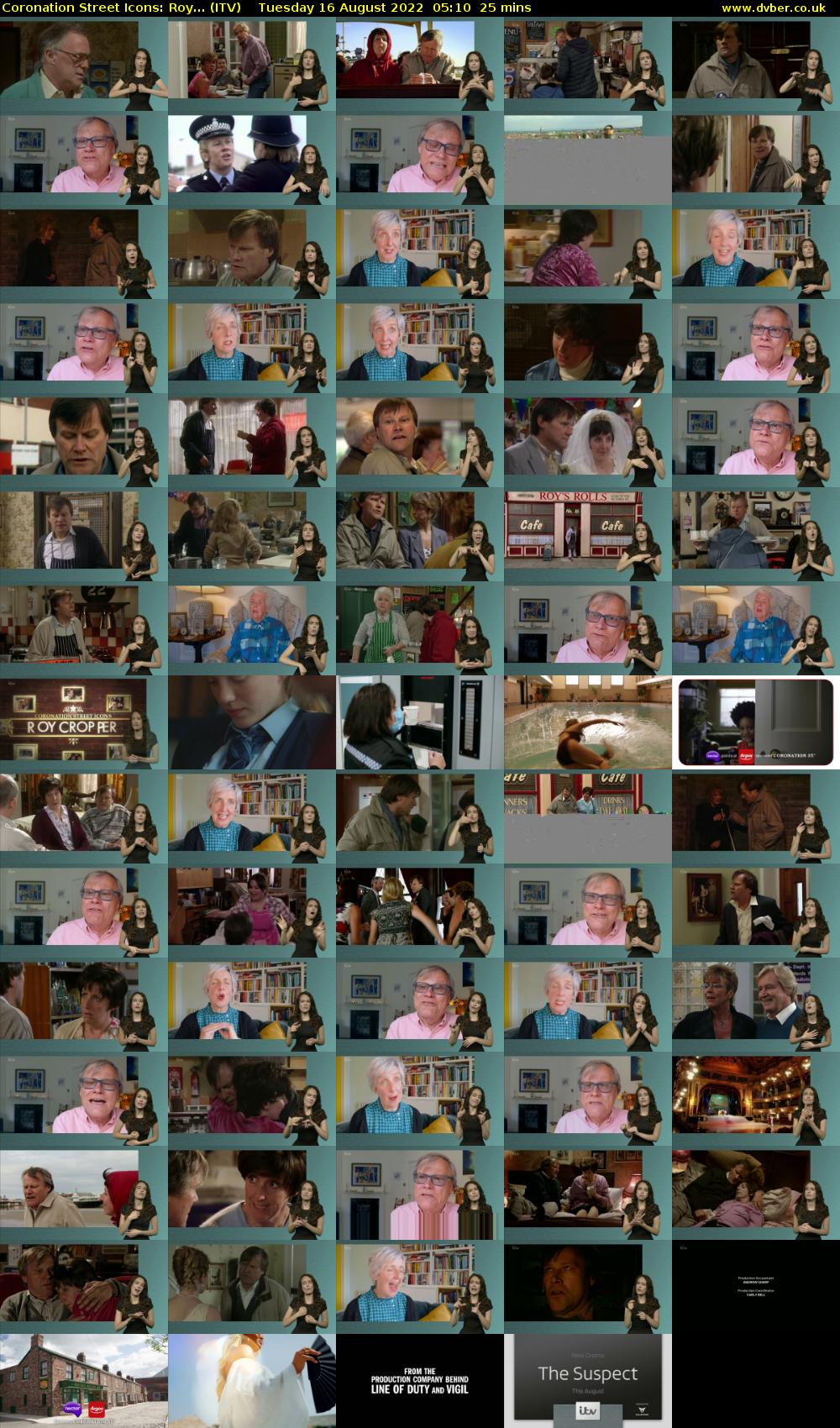 Coronation Street Icons: Roy... (ITV) Tuesday 16 August 2022 05:10 - 05:35