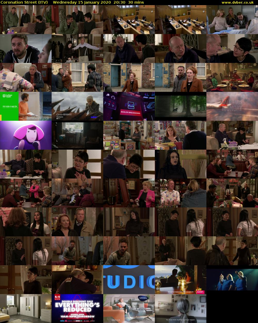 Coronation Street (ITV) Wednesday 15 January 2020 20:30 - 21:00