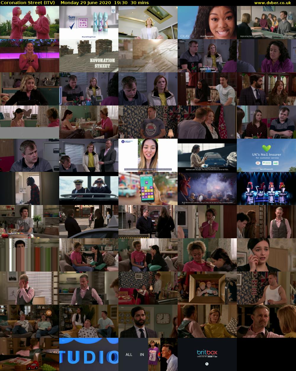 Coronation Street (ITV) Monday 29 June 2020 19:30 - 20:00