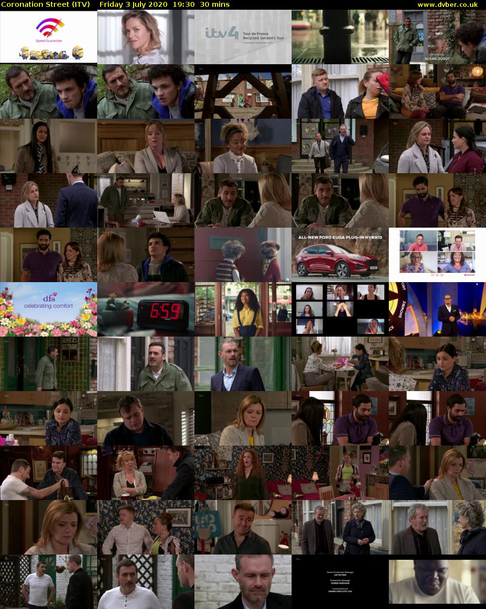 Coronation Street (ITV) Friday 3 July 2020 19:30 - 20:00