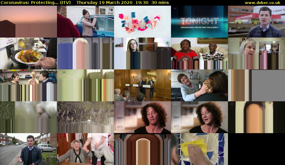 Coronavirus: Protecting... (ITV) Thursday 19 March 2020 19:30 - 20:00