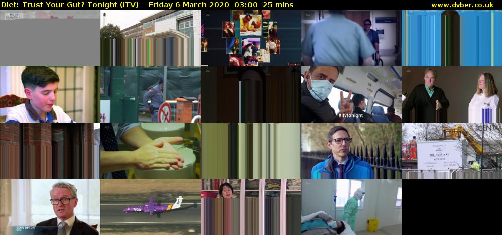 Diet: Trust Your Gut? Tonight (ITV) Friday 6 March 2020 03:00 - 03:25