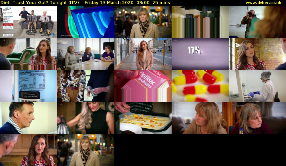 Diet: Trust Your Gut? Tonight (ITV) Friday 13 March 2020 03:00 - 03:25