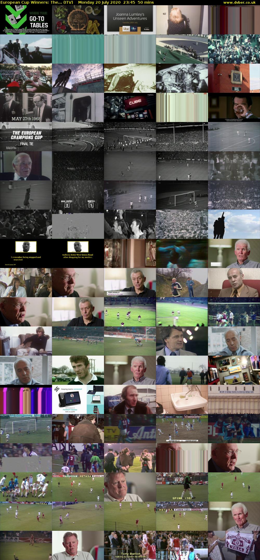 European Cup Winners: The... (ITV) Monday 20 July 2020 23:45 - 00:35