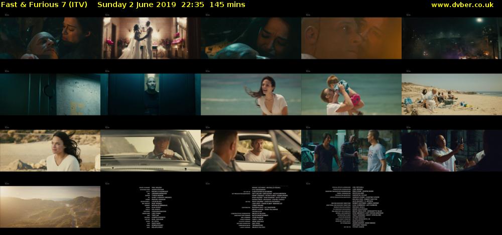 Fast & Furious 7 (ITV) Sunday 2 June 2019 22:35 - 01:00
