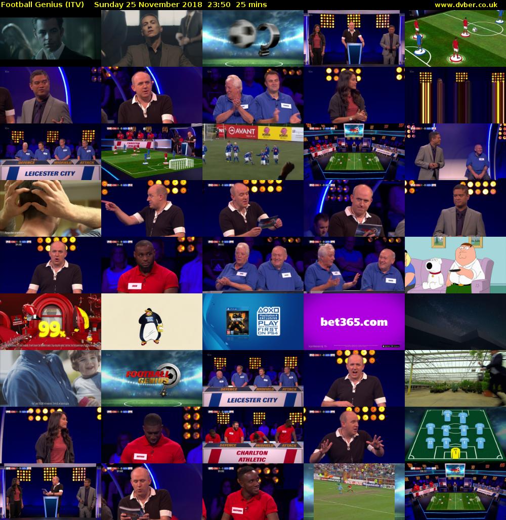 Football Genius (ITV) Sunday 25 November 2018 23:50 - 00:15