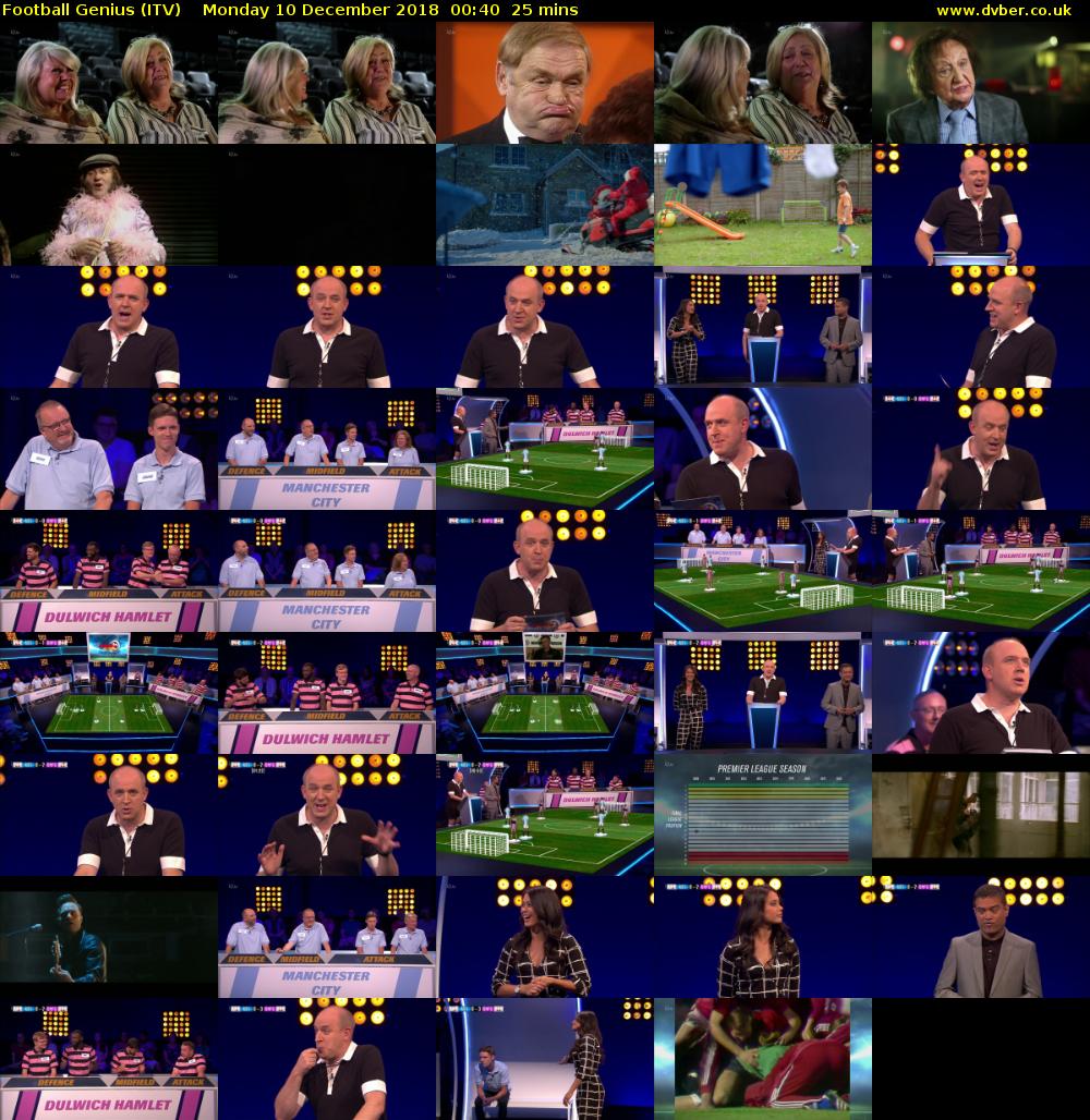 Football Genius (ITV) Monday 10 December 2018 00:40 - 01:05