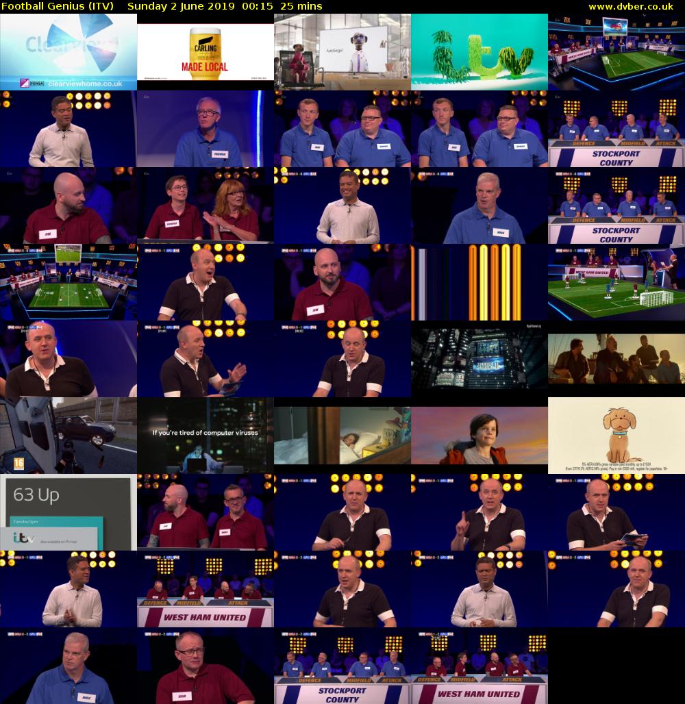 Football Genius (ITV) Sunday 2 June 2019 00:15 - 00:40