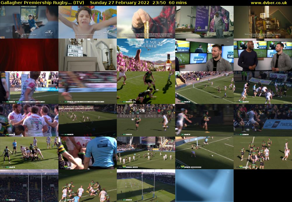 Gallagher Premiership Rugby... (ITV) Sunday 27 February 2022 23:50 - 00:50