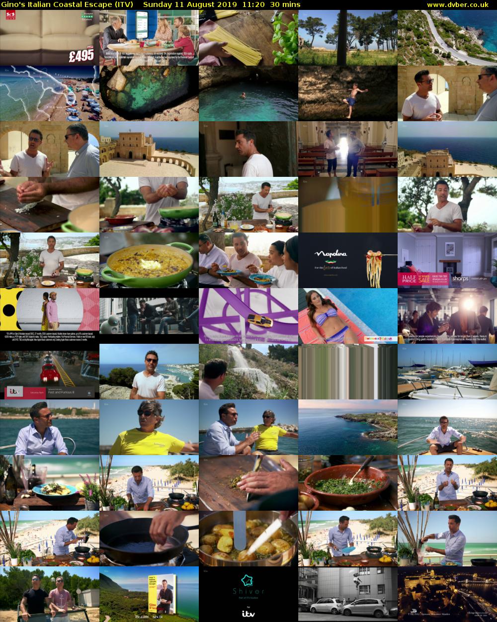Gino's Italian Coastal Escape (ITV) Sunday 11 August 2019 11:20 - 11:50