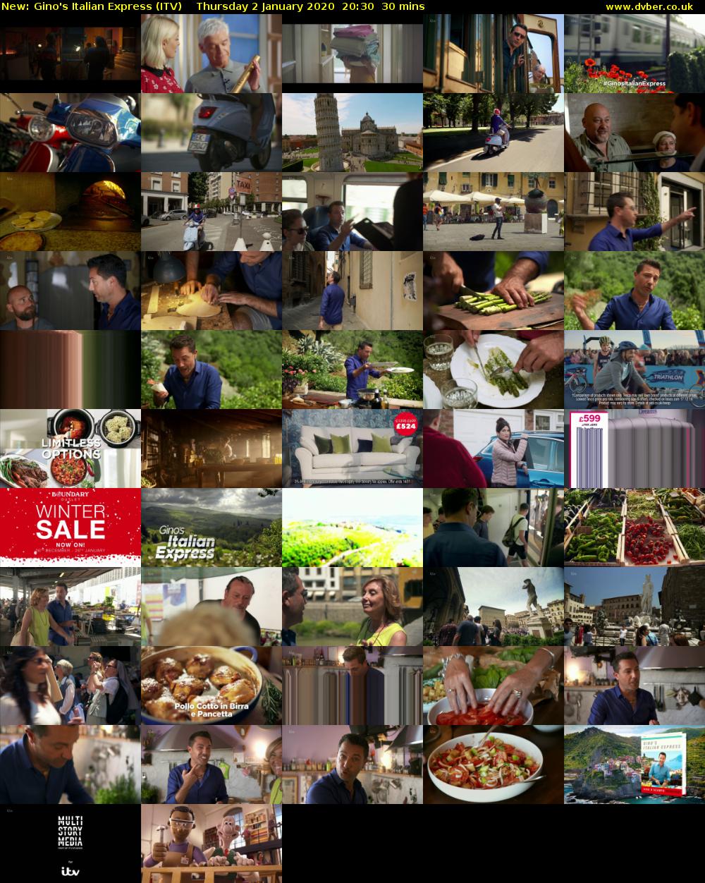 Gino's Italian Express (ITV) Thursday 2 January 2020 20:30 - 21:00