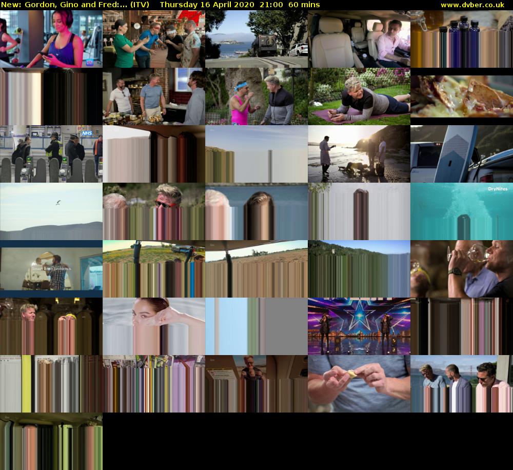 Gordon, Gino and Fred:... (ITV) Thursday 16 April 2020 21:00 - 22:00