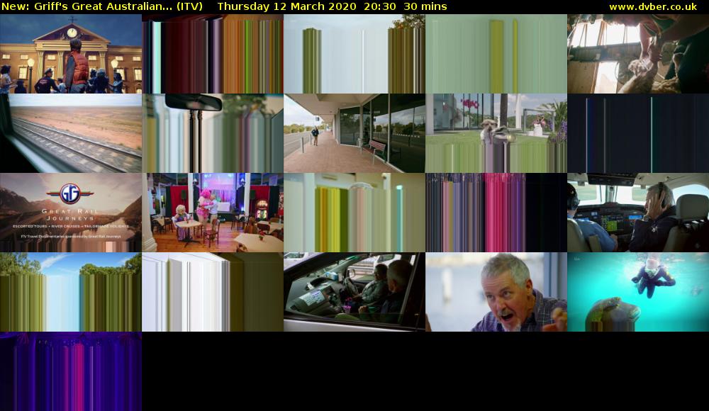 Griff's Great Australian... (ITV) Thursday 12 March 2020 20:30 - 21:00