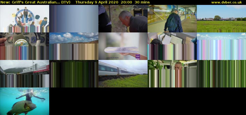 Griff's Great Australian... (ITV) Thursday 9 April 2020 20:00 - 20:30