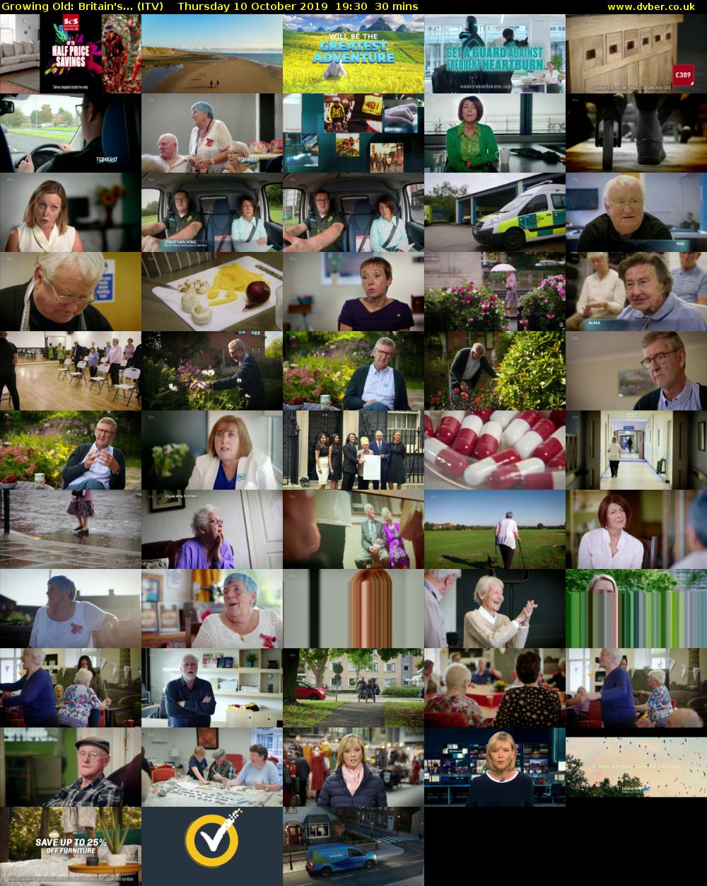 Growing Old: Britain's... (ITV) Thursday 10 October 2019 19:30 - 20:00