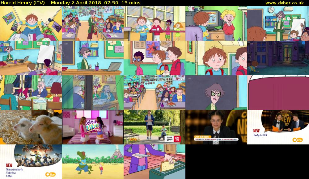 Horrid Henry (ITV) Monday 2 April 2018 07:50 - 08:05