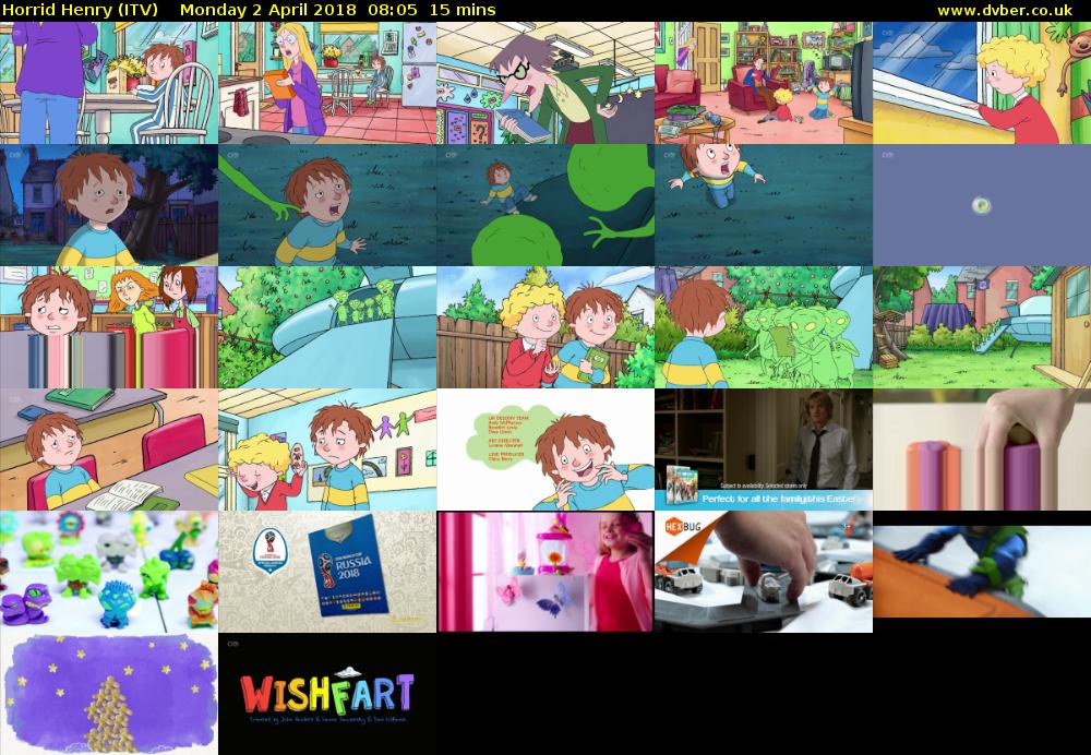 Horrid Henry (ITV) Monday 2 April 2018 08:05 - 08:20