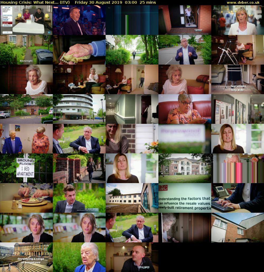 Housing Crisis: What Next... (ITV) Friday 30 August 2019 03:00 - 03:25