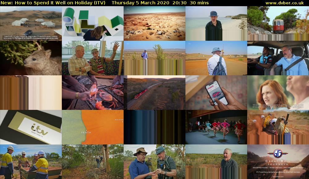How to Spend It Well on Holiday (ITV) Thursday 5 March 2020 20:30 - 21:00