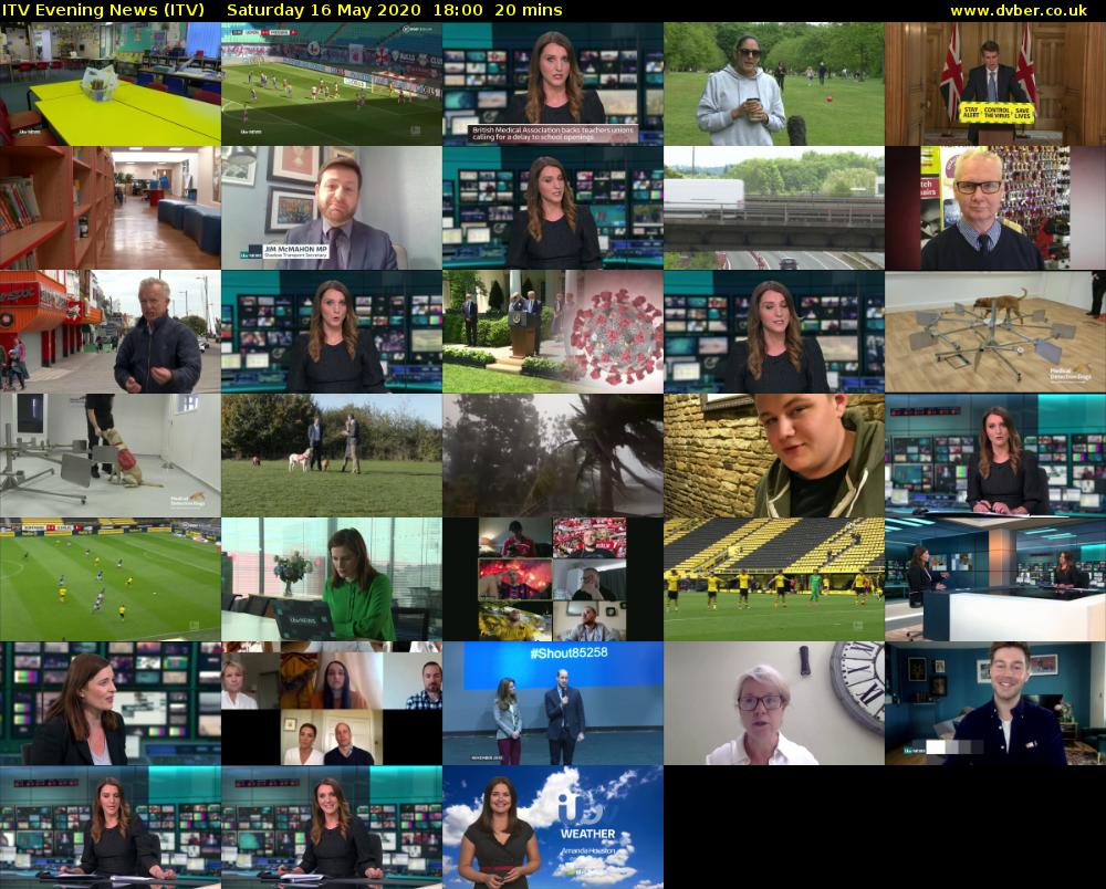 ITV Evening News (ITV) Saturday 16 May 2020 18:00 - 18:20
