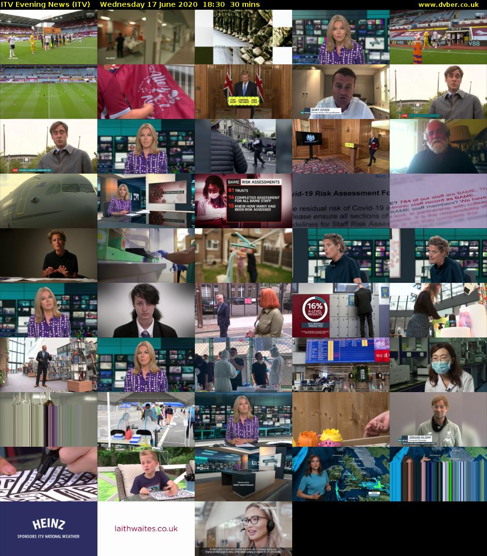 ITV Evening News (ITV) Wednesday 17 June 2020 18:30 - 19:00