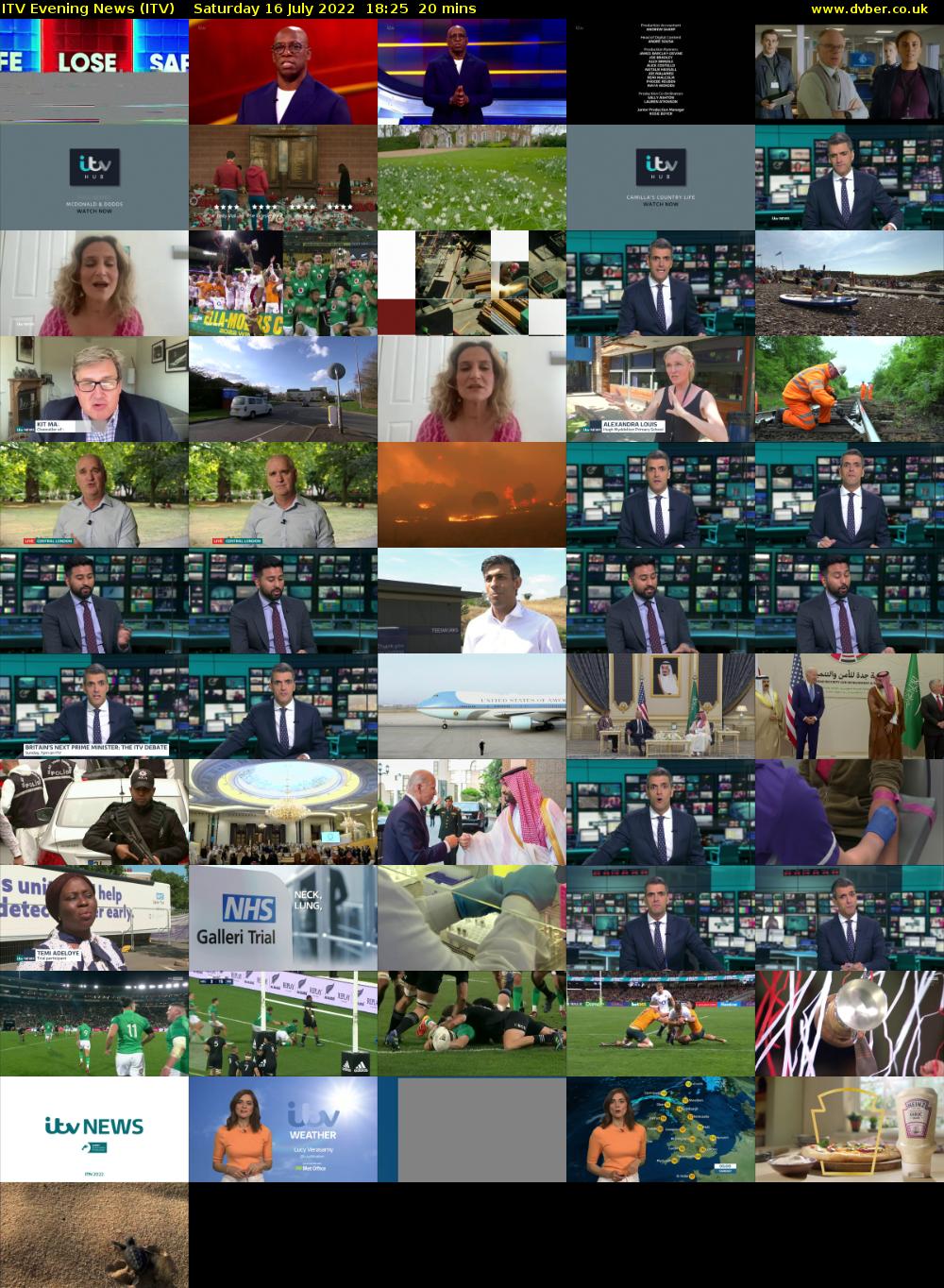ITV Evening News (ITV) Saturday 16 July 2022 18:25 - 18:45