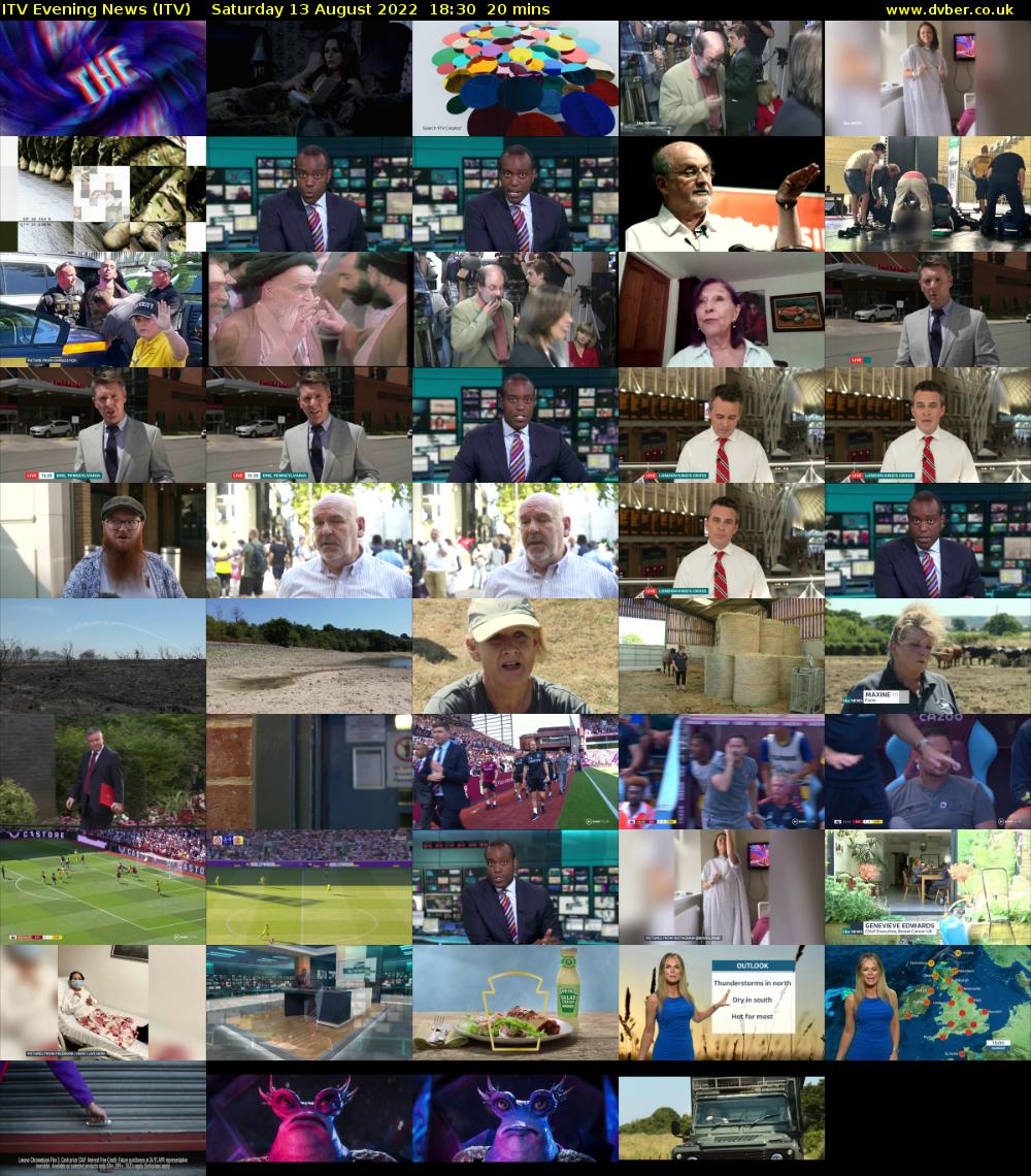 ITV Evening News (ITV) Saturday 13 August 2022 18:30 - 18:50