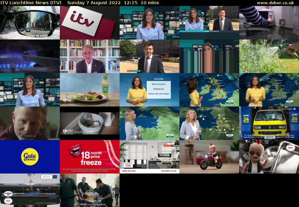 ITV Lunchtime News (ITV) Sunday 7 August 2022 12:15 - 12:25