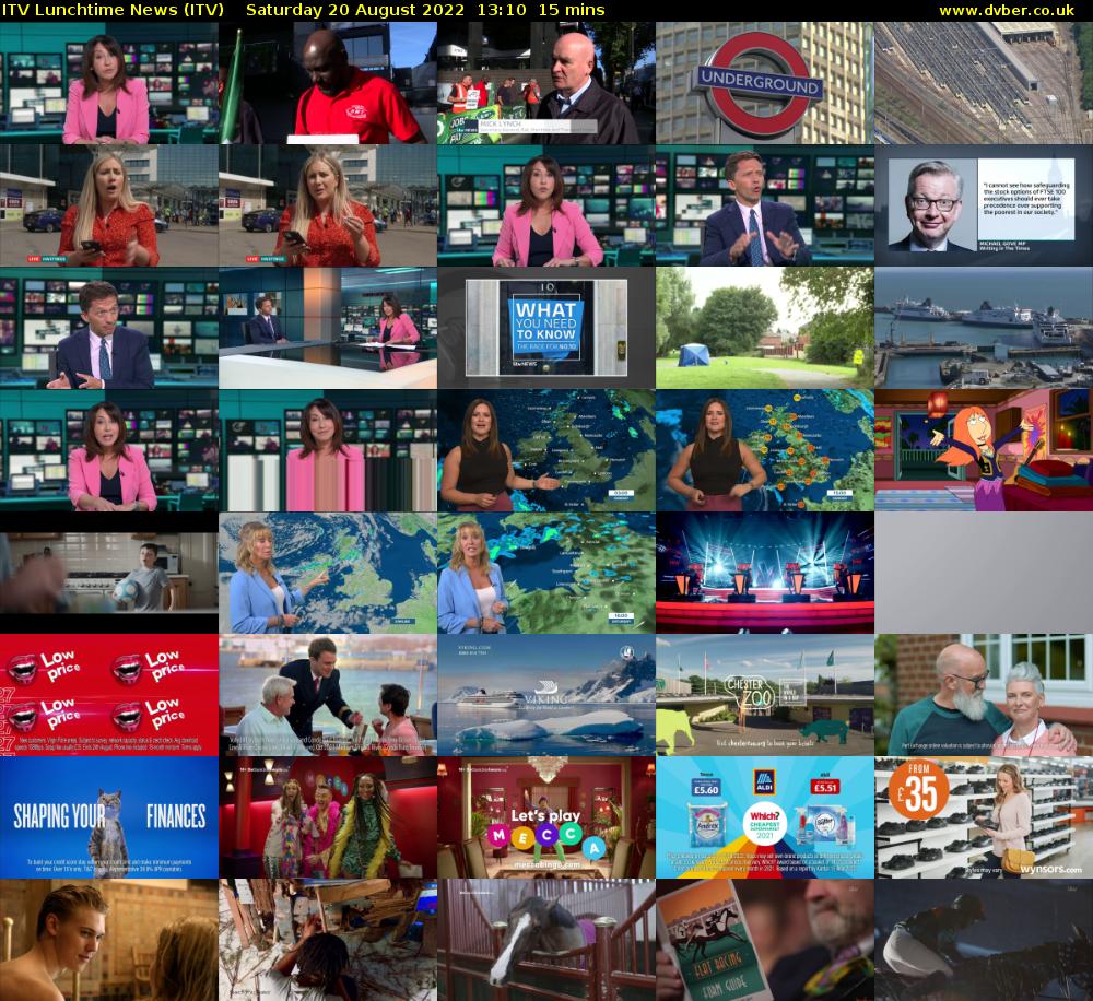 ITV Lunchtime News (ITV) Saturday 20 August 2022 13:10 - 13:25