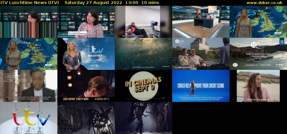 ITV Lunchtime News (ITV) Saturday 27 August 2022 13:00 - 13:10
