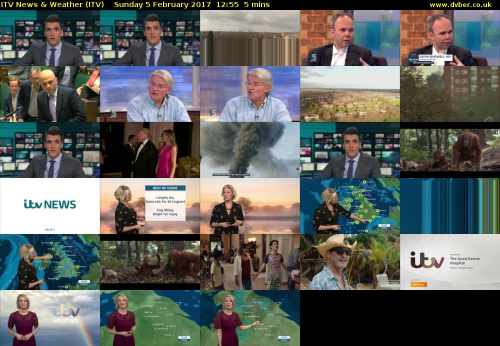 ITV News & Weather (ITV) Sunday 5 February 2017 12:55 - 13:00
