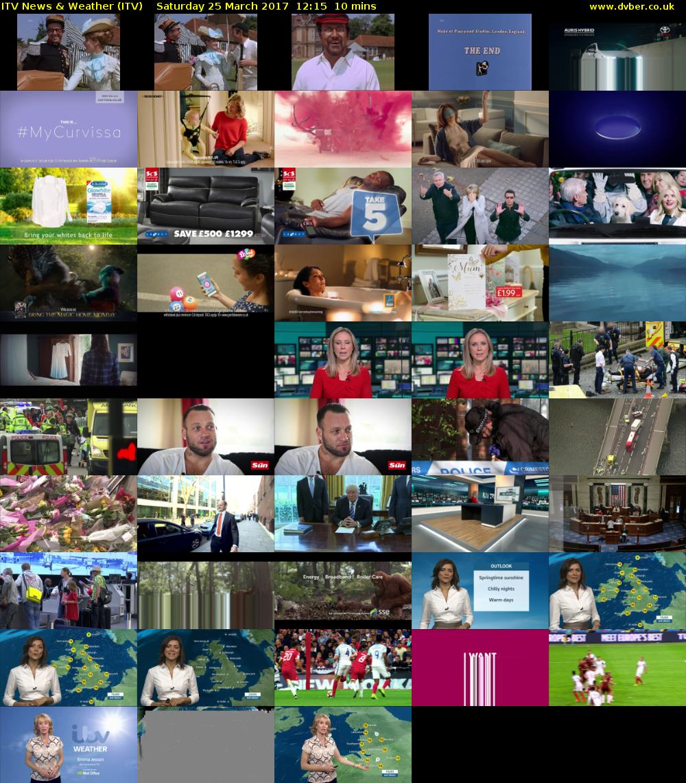 ITV News & Weather (ITV) Saturday 25 March 2017 12:15 - 12:25
