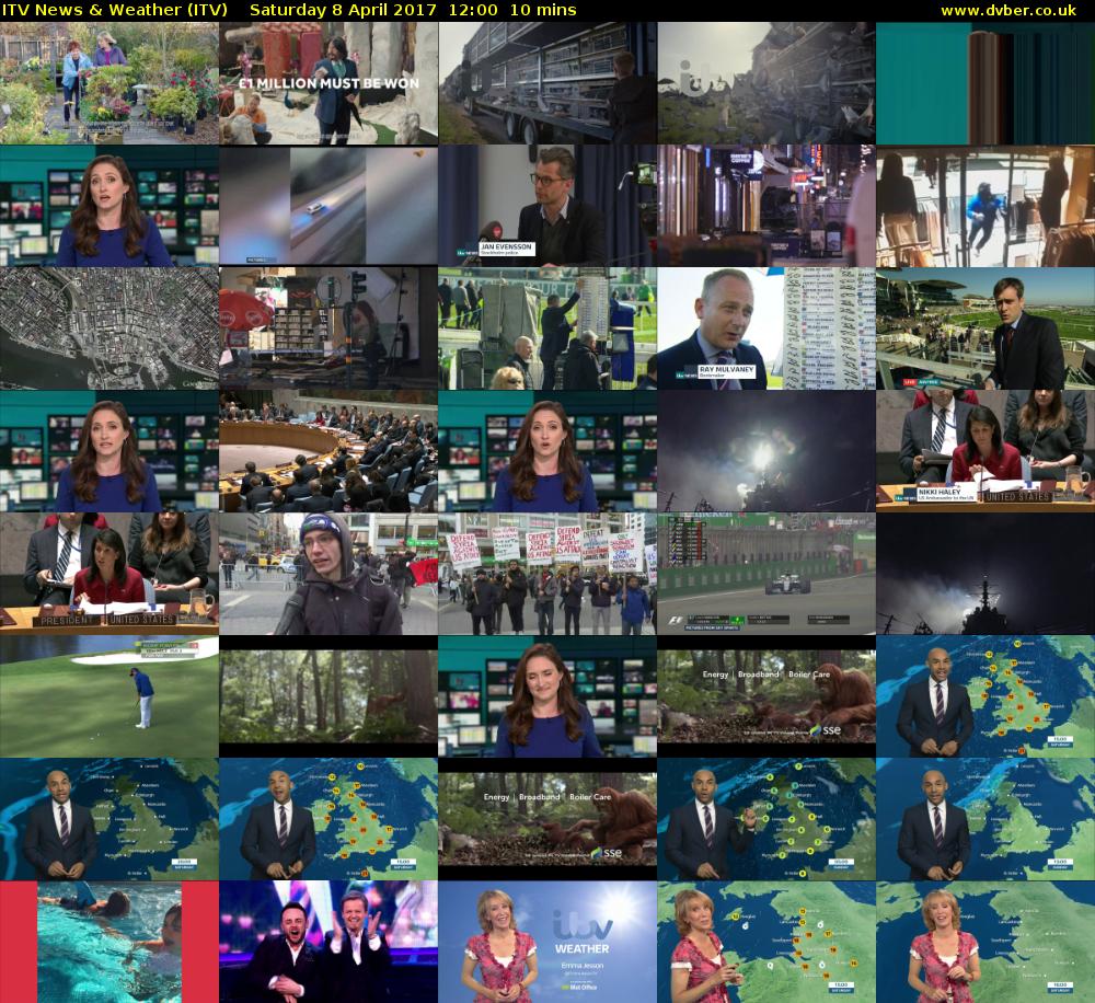ITV News & Weather (ITV) Saturday 8 April 2017 12:00 - 12:10